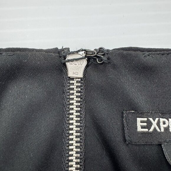 Express Black Sleeveless V Neck Open Back Dress Size 6 Lined - Picture 10 of 11
